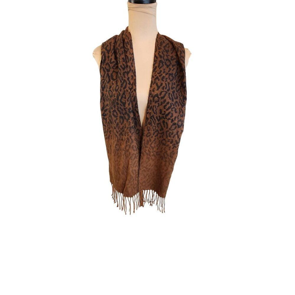 Cejon Brown Animal Print Italian Acrylic Scarf